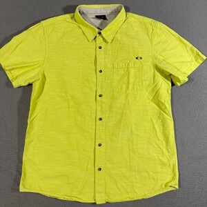 Oakley Button‎ Up Shirt Short Sleeve Chartreuse Casual Top Mens Size XL